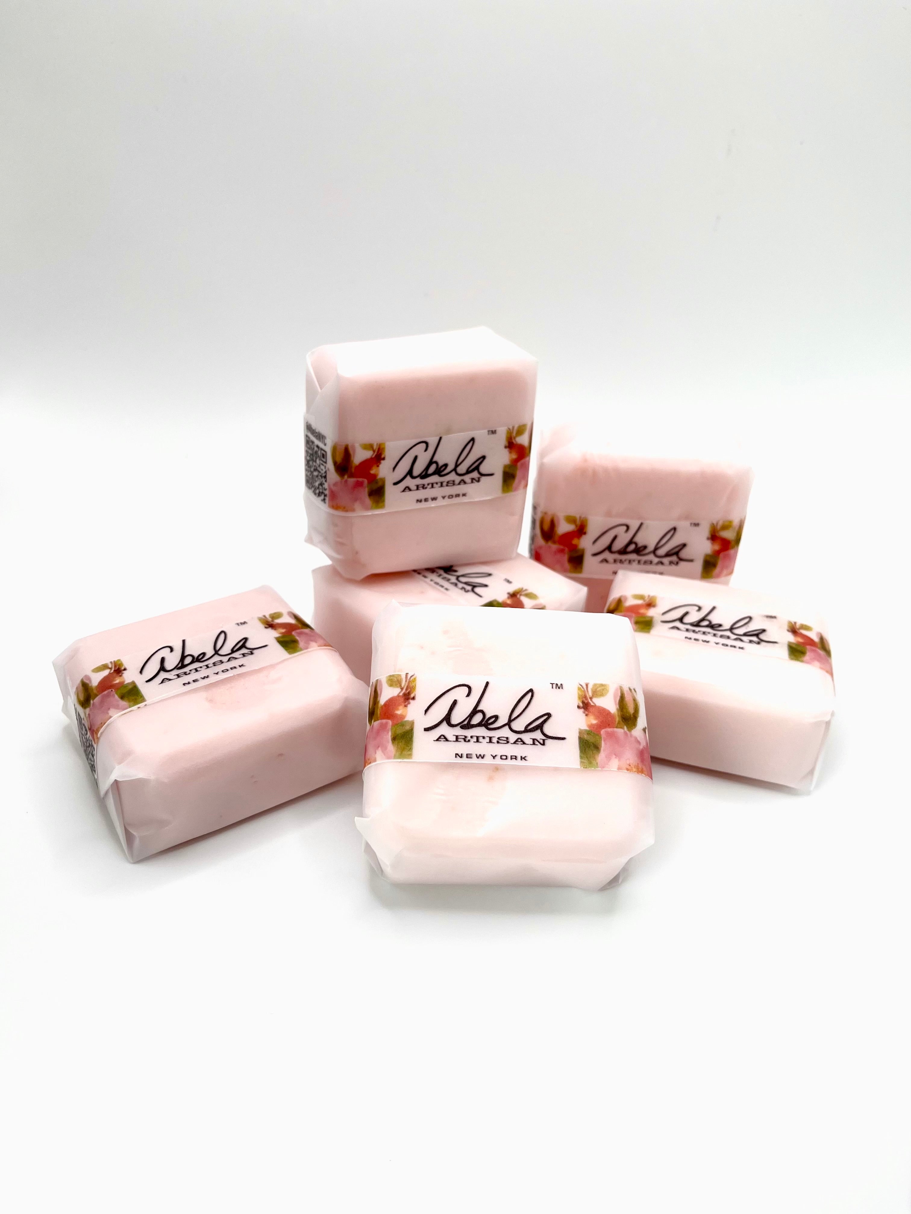 Abela Artisan “MINI LUXE PEONY- Perfume Hand Soap”  2”x2”, 3oz.- 84g.