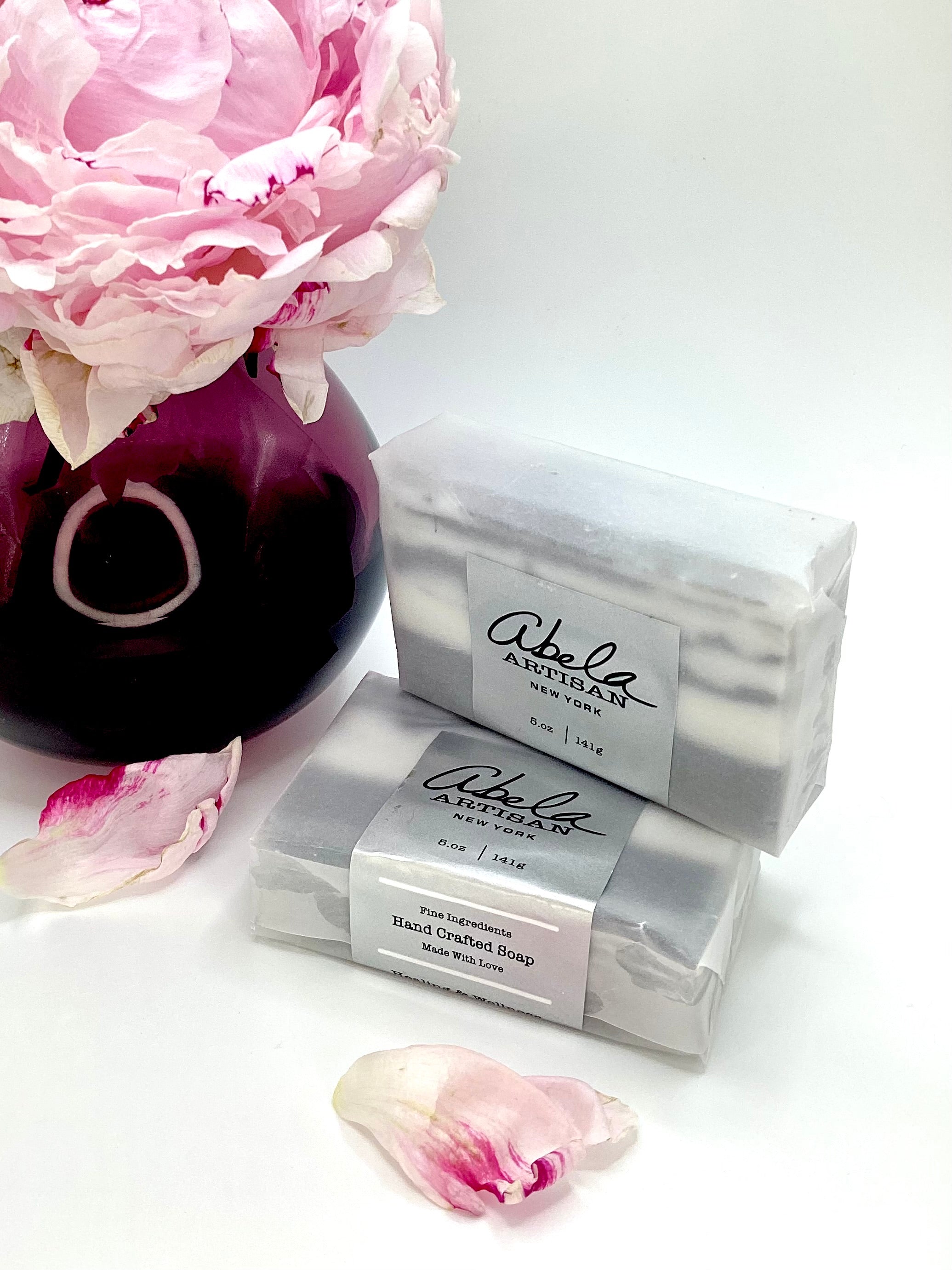 Abela Artisan “CHARCOAL CLAY MARBEL” - Detoxing Exfoliating- Amber Aroma Face -Body Soap Bar 5 Oz.- 141g.