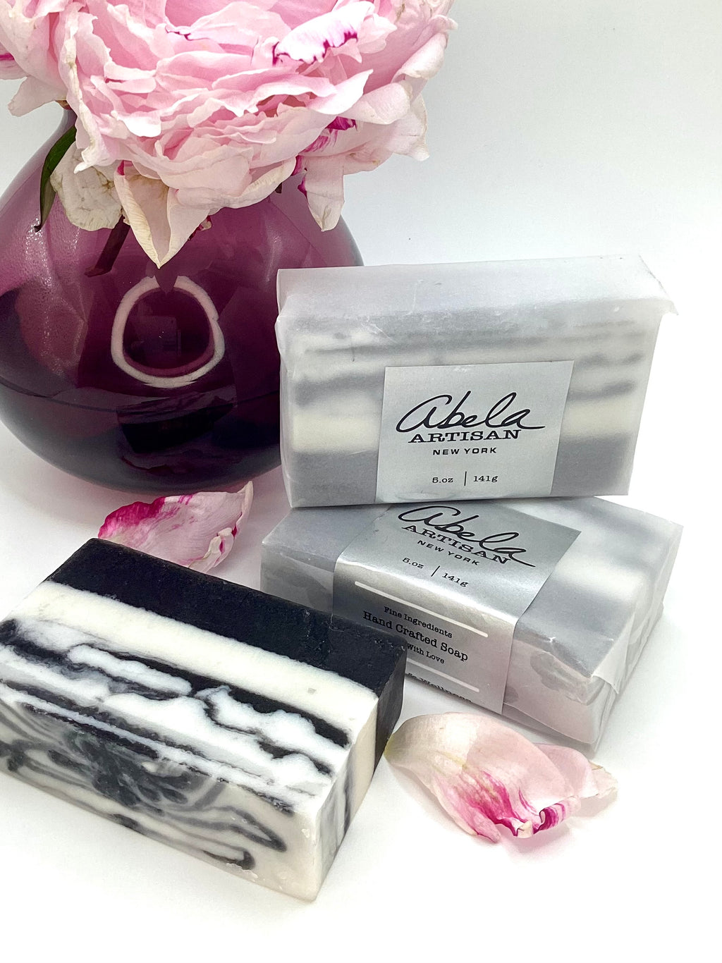 Abela Artisan “CHARCOAL CLAY MARBEL” - Detoxing Exfoliating- Amber Aroma Face -Body Soap Bar 5 Oz.- 141g.