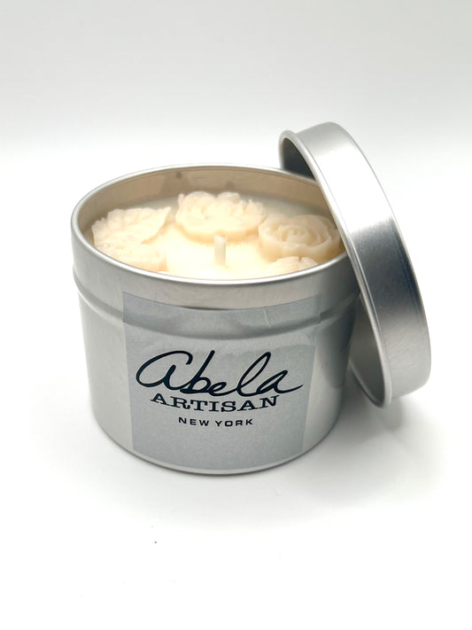 Abela Artisan  Peony Soy Wax Candle – Travel Tin 2 Oz.