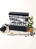 Abela Artisan “CHARCOAL CLAY FRANKINCENSE” Marble - Detoxing Exfoliating- Face -Body Soap Bar 5 Oz.- 141g.