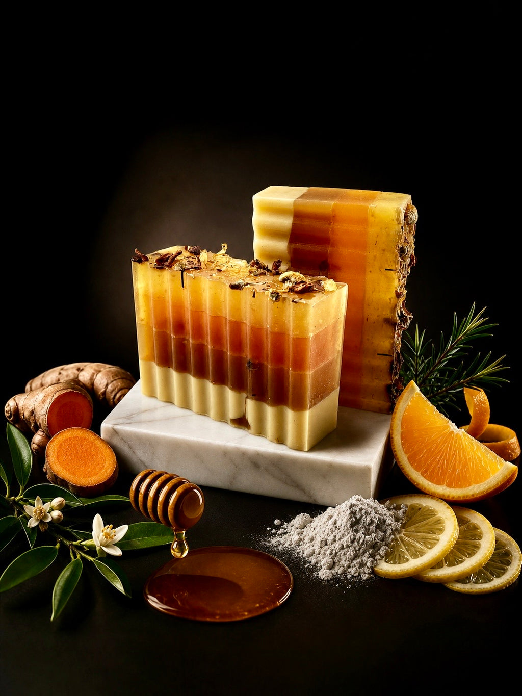 Artisan Orange Turmeric Tone - Honey Healing Soap Bar 5 oz - 141 g.