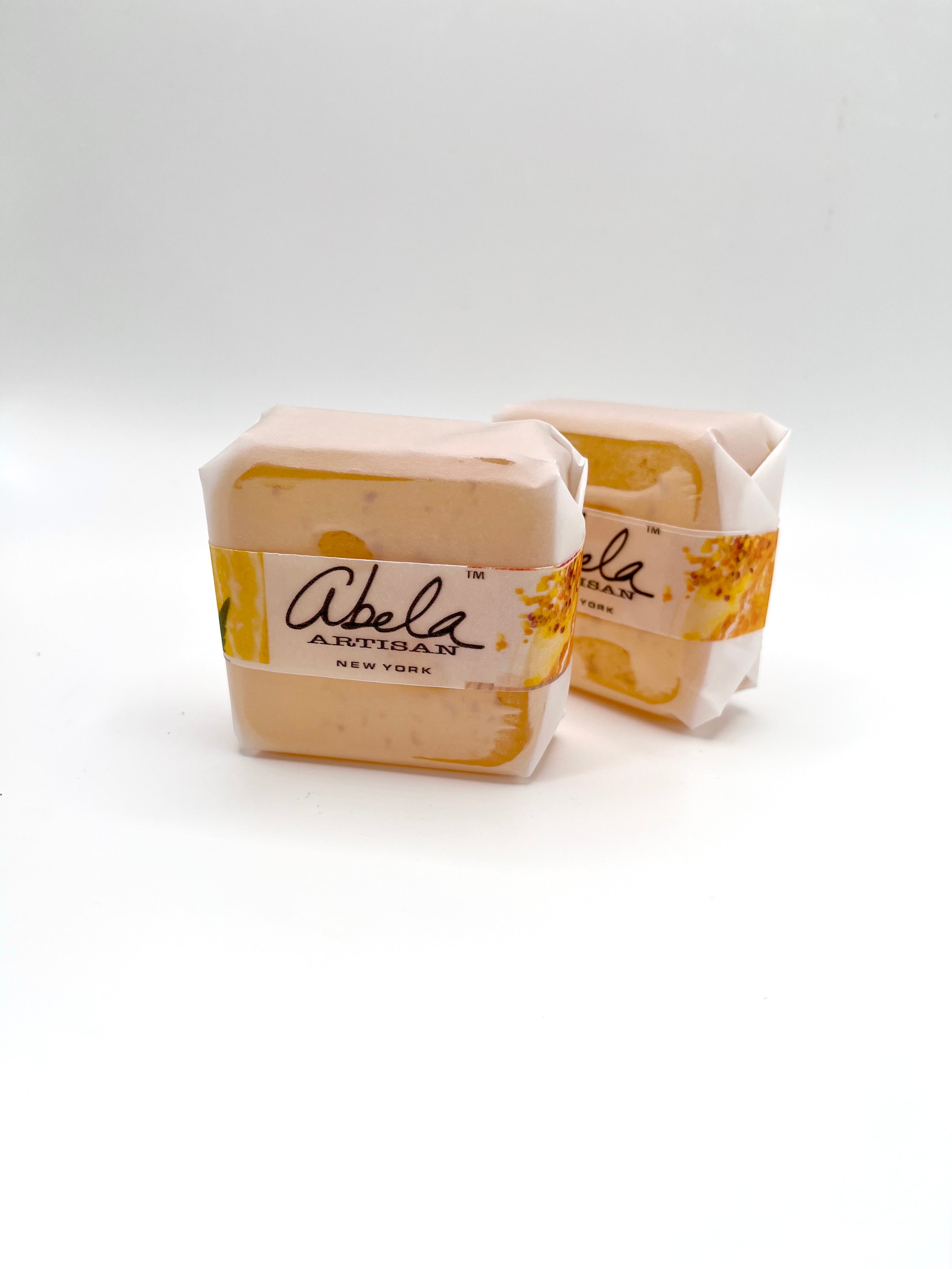 Abela Artisan “MINI LUXE TURMERIC-CITRUS” -Healing Wellness Soap Bar.  2”x2”, 3oz- 84g.