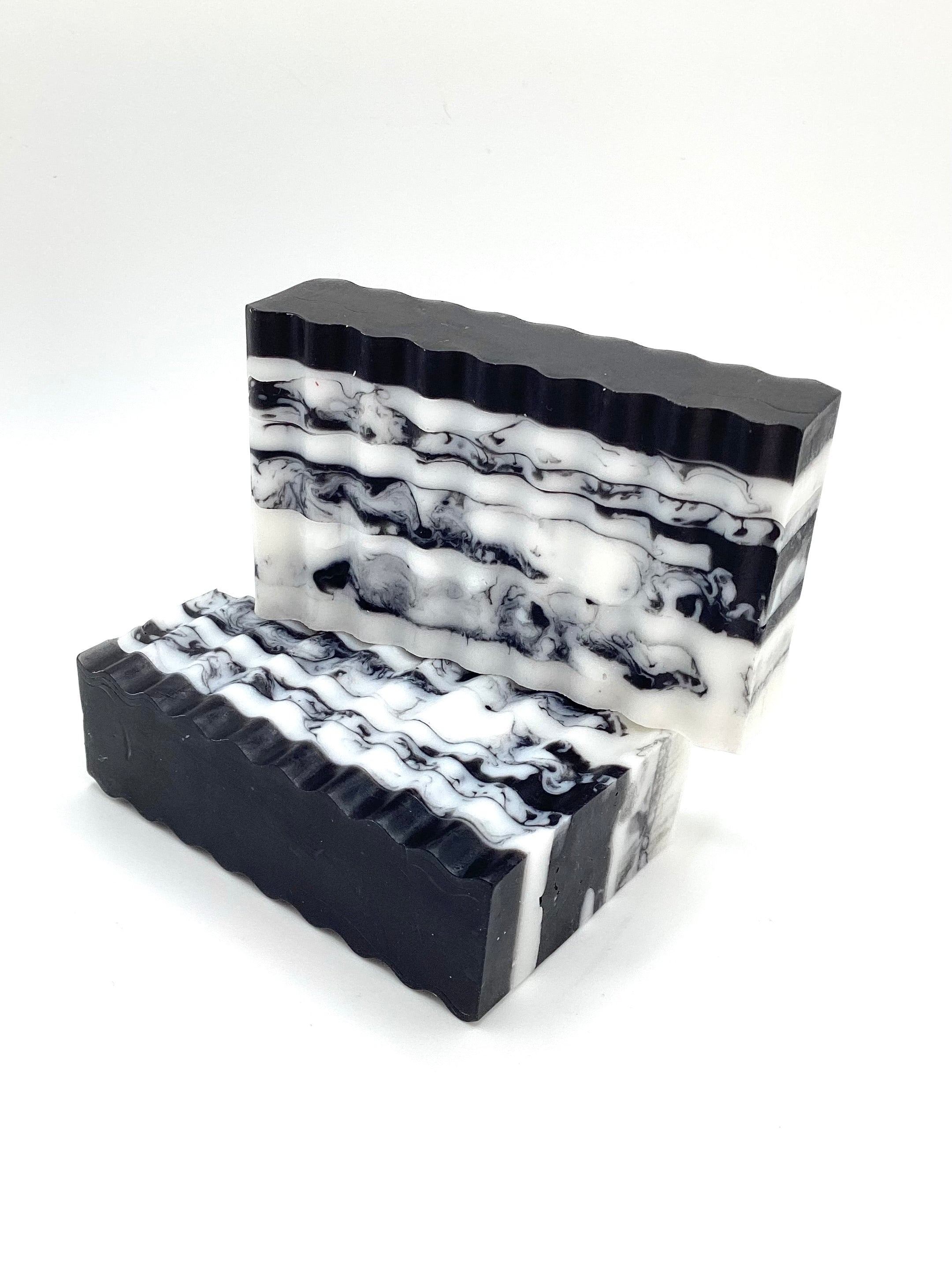 Abela Artisan “CHARCOAL CLAY MARBLE”- Detoxing Exfoliating -Amber Aroma Face -Body Soap Bar 5 Oz.- 141g.