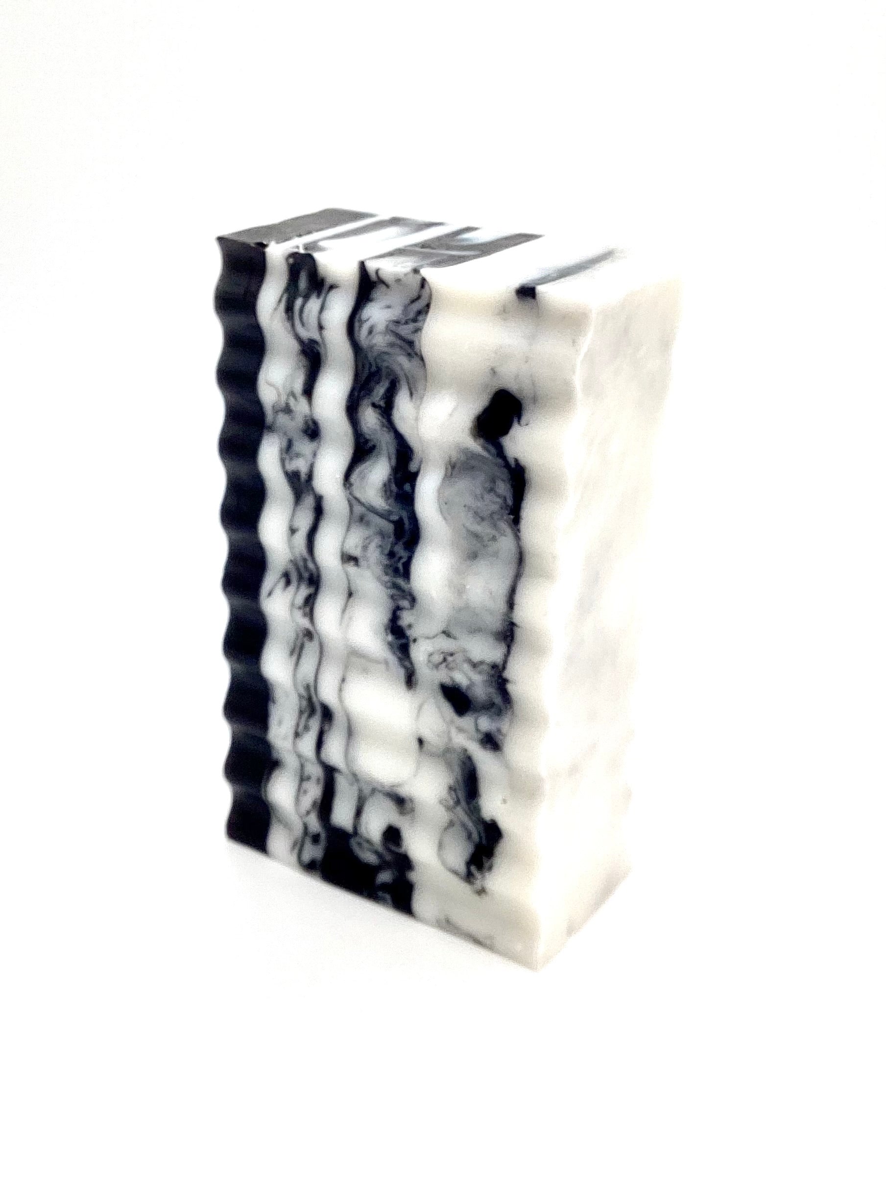 Abela Artisan “CHARCOAL CLAY MARBLE”- Detoxing Exfoliating -Amber Aroma Face -Body Soap Bar 5 Oz.- 141g.