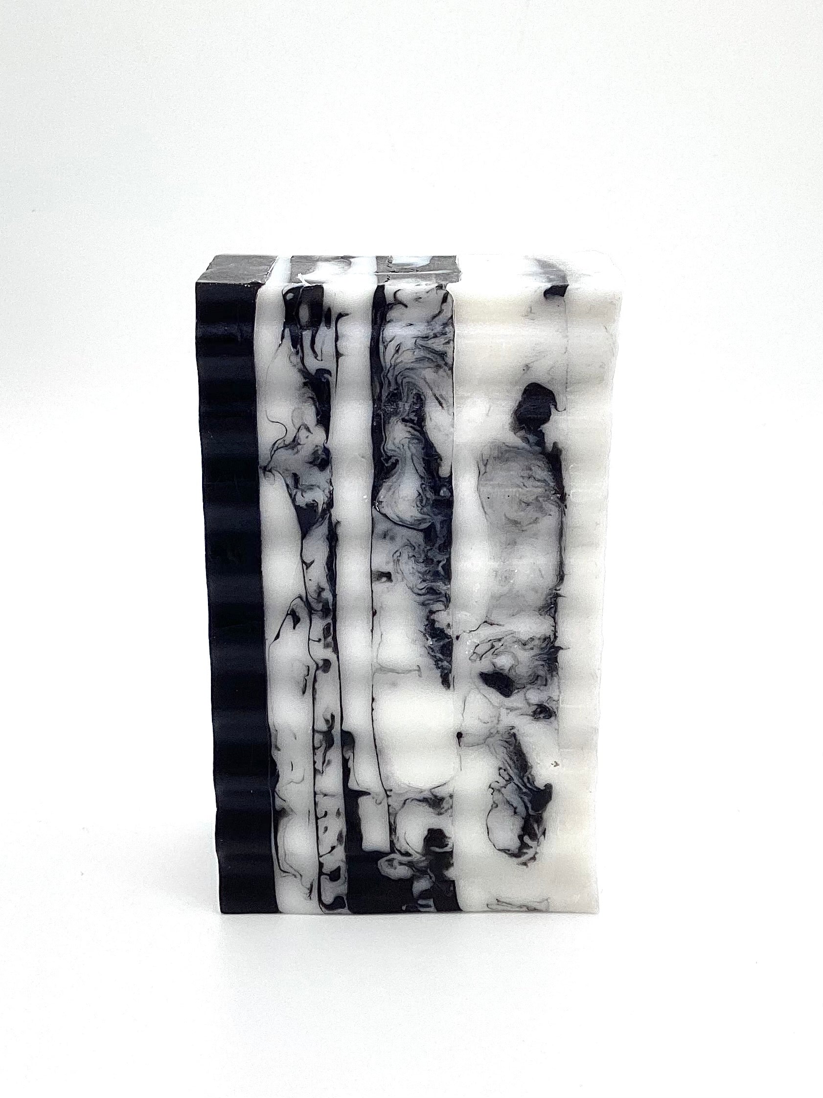Abela Artisan “CHARCOAL CLAY MARBLE”- Detoxing Exfoliating -Amber Aroma Face -Body Soap Bar 5 Oz.- 141g.