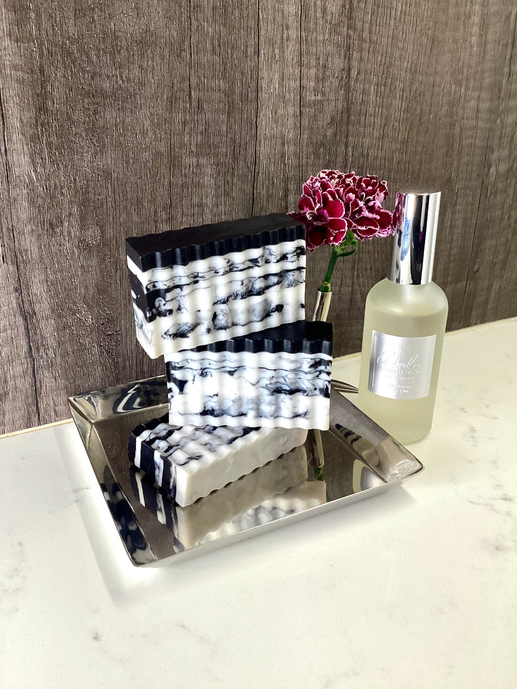 Abela Artisan “CHARCOAL CLAY FRANKINCENSE” Marble - Detoxing Exfoliating- Face -Body Soap Bar 5 Oz.- 141g.