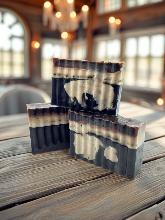 Abela Artisan Charcoal Coffee Clay Anti-Aging Detoxing Exfoliating Face -Body Soap Bar 5 Oz.- 141g.