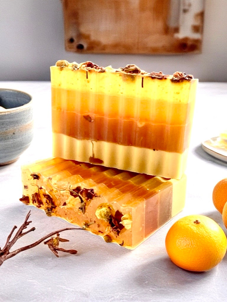 Abela Artisan “ ORANGE TURMERIC TONE” -Honey Healing Soap Bar 5 Oz -141 g