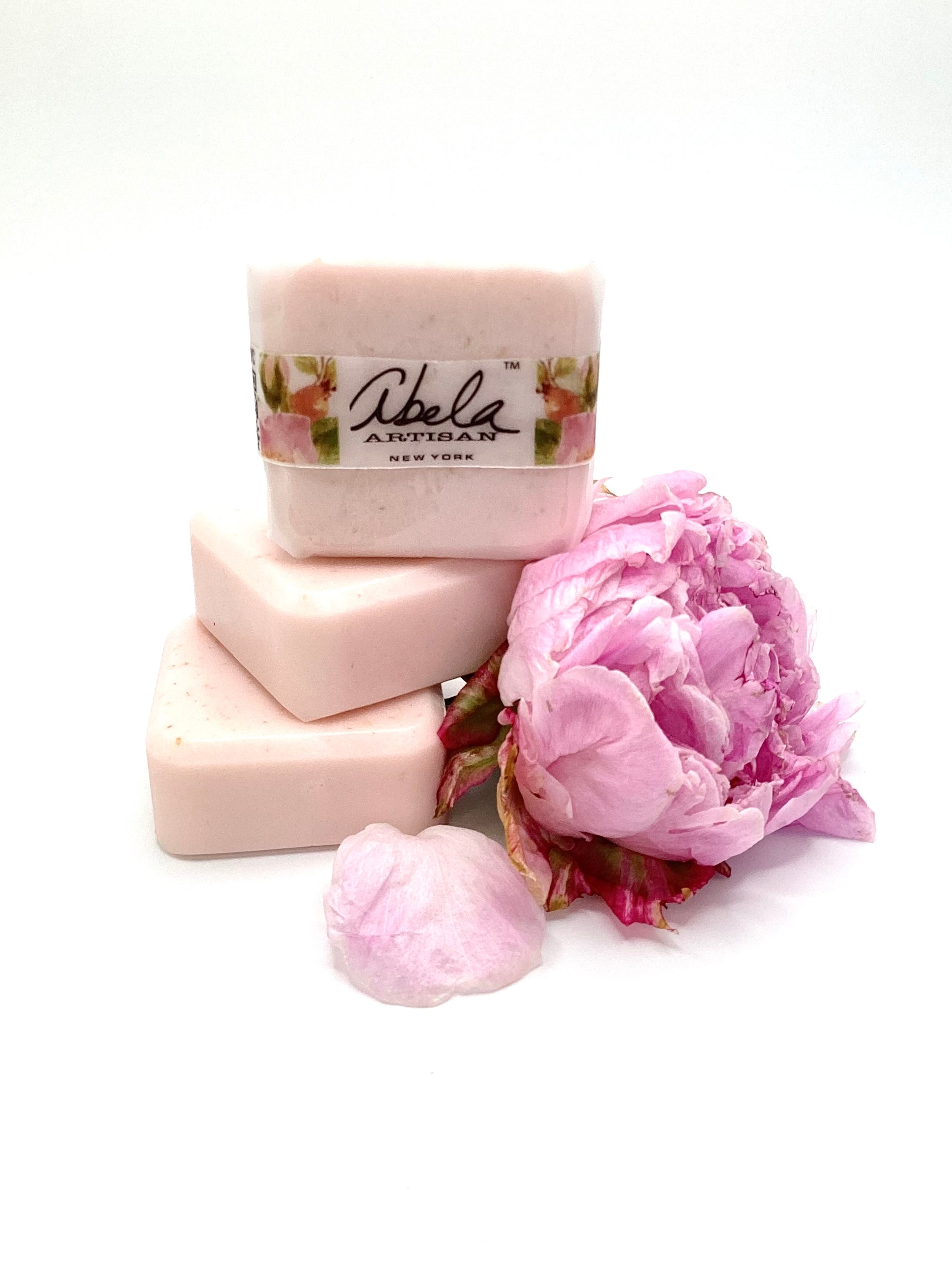 Abela Artisan “MINI LUXE PEONY- Perfume Hand Soap”  2”x2”, 3oz.- 84g.